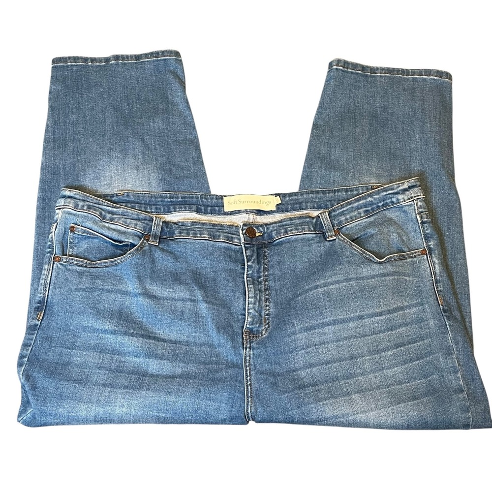 Soft Surroundings Women's Blue Denim Crop Ankle Casual Stretch Comfort Jeans 24W - Picture 2 of 6